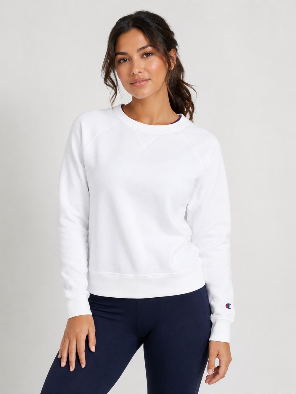 Champion White Crewneck Sweatshirt Womens Medium Classic Logo Pullover
